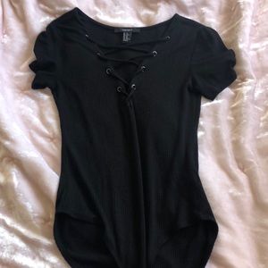 black laced up bodysuit